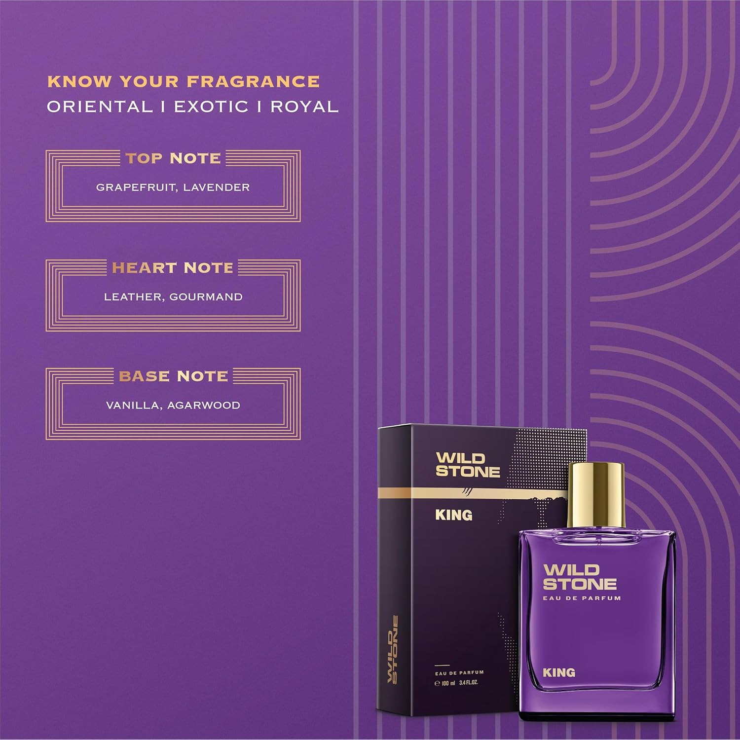 Wild Stone King Eau De Parfum | 3.38oz,100 ml | Luxury EDP Perfume for Men | Intense Long Lasting Premium Fragrance | Cologne and Fragrance For Men | 100% Liquid Scent